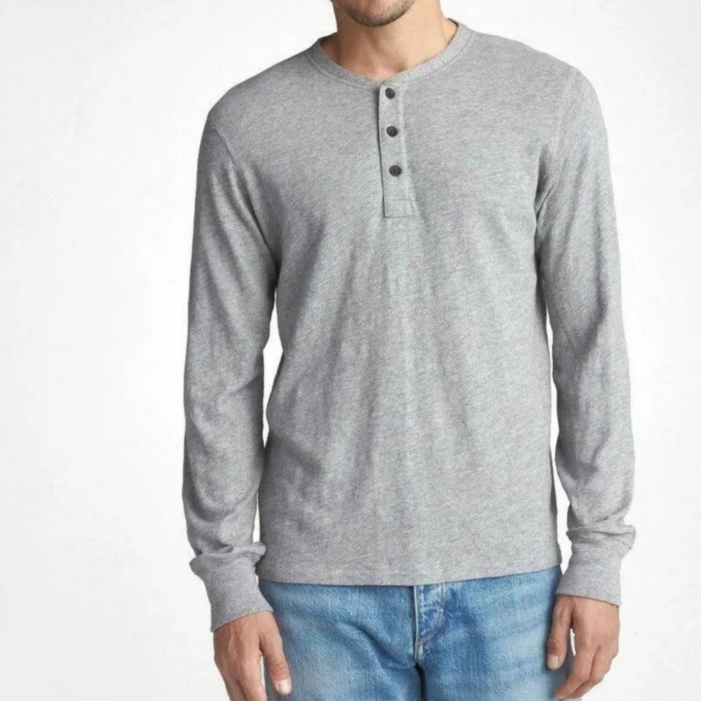 Rag & Bone Men’s Collin Long Sleeve Henley In size XXL in Classic Heather Grey